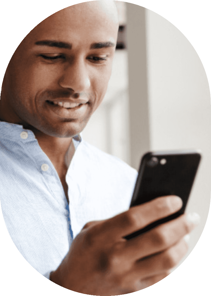 man looking at phone